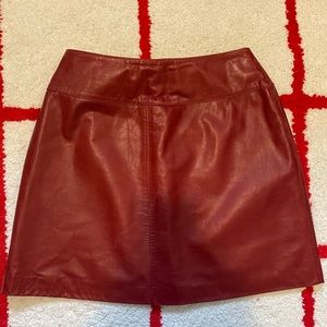Danier genuine leather red mini skirt